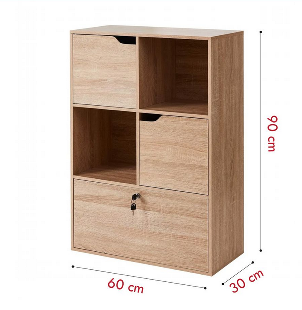 Tủ đựng sách cho học sinh sinh viên cánh gỗ mở có khóa KGĐ138