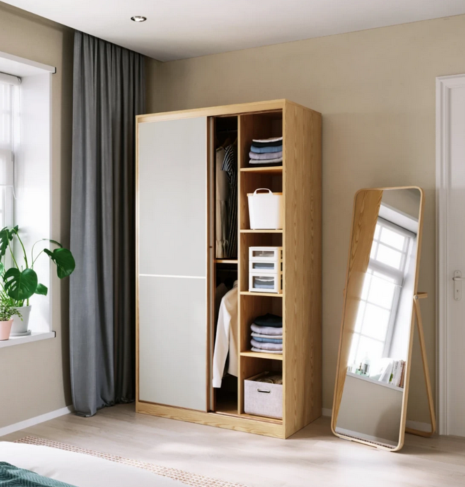 Tủ quần áo 2 cánh lùa thiết kế thông minh tiện dụng TAO12