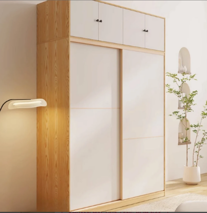 Tủ quần áo cửa trượt gỗ công nghiệp 2 tầng cao kịch trần TAO15