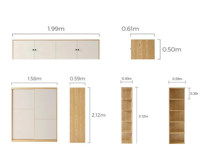 Mẫu tủ quần áo gỗ cánh lùa rộng 2m cao trồng tầng kết hợp kệ góc TAO17
