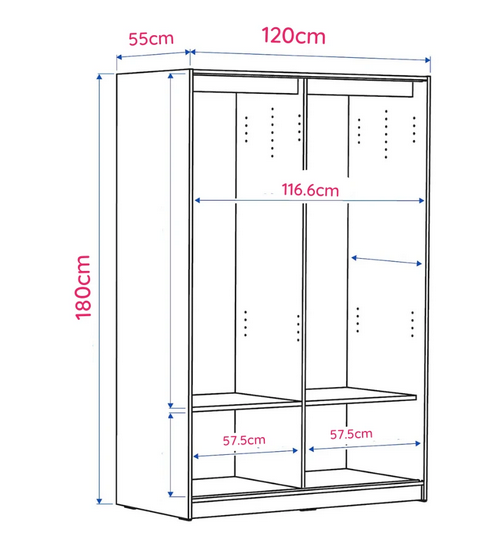 Tủ đựng quần áo gỗ công nghiệp 2 cánh cửa lùa đơn giản, đẹp giá rẻ TAO18