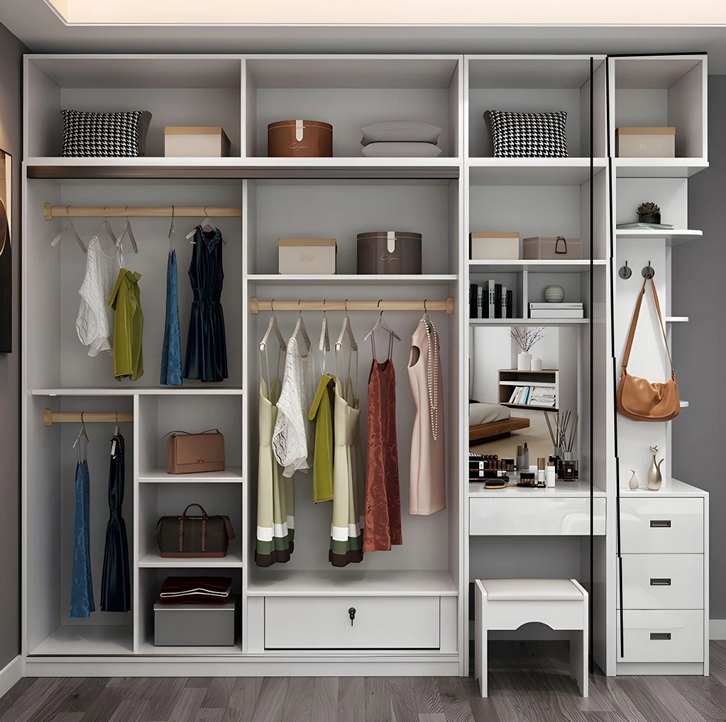 Tủ quần áo cánh kính lùa 2 tầng kết hợp bàn kệ góc đẹp thông minh TAO20