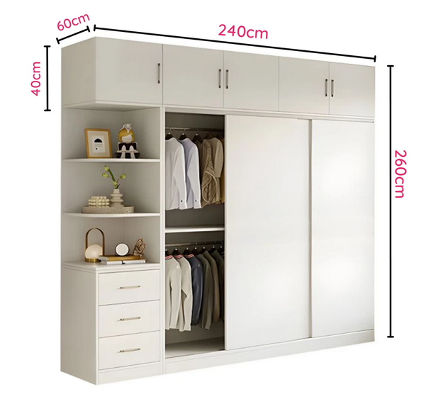 Tủ quần áo cánh lùa 2 tầng bằng gỗ đẹp đa năng TAO21