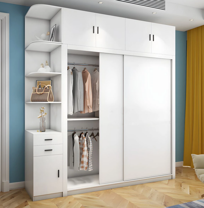 Tủ quần áo cánh lùa 2 tầng kèm kệ góc tiện dụng bằng gỗ công nghiệp TAO22