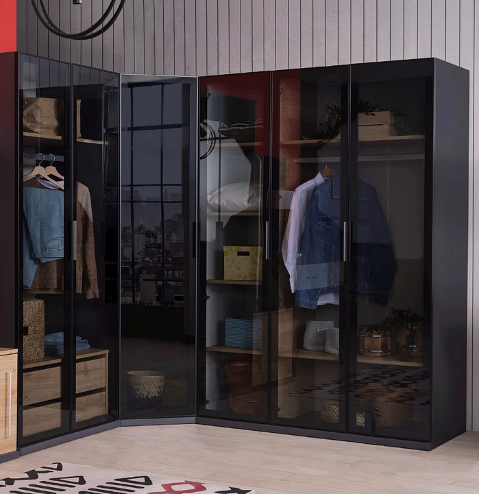 Tủ quần áo gỗ cánh kính cường lực khung nhôm đẹp cao cấp TAO24