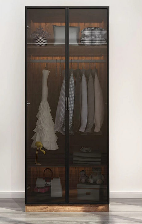 Tủ quần áo gỗ cánh kính cường lực khung nhôm đẹp cao cấp TAO24