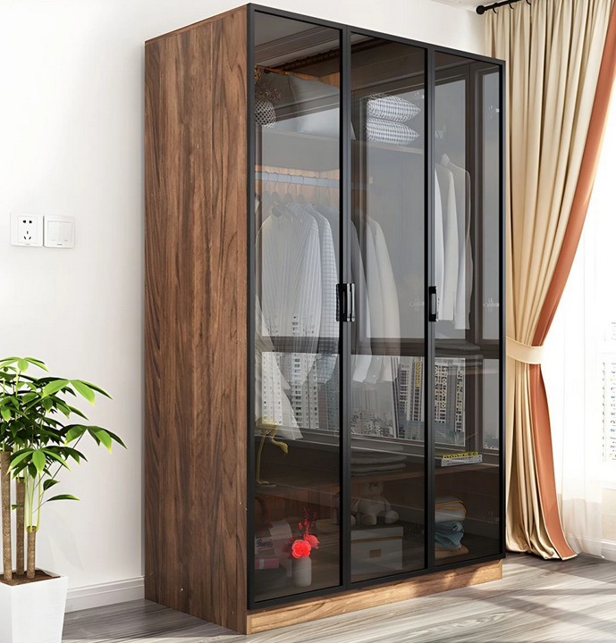 Tủ quần áo 3 cánh kính cường lực khung nhôm đẹp hiện đại TAO28