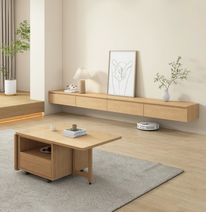 Kệ tivi treo tường phòng khách gỗ công nghiệp 4 ngăn kéo hiện đại TKTV07