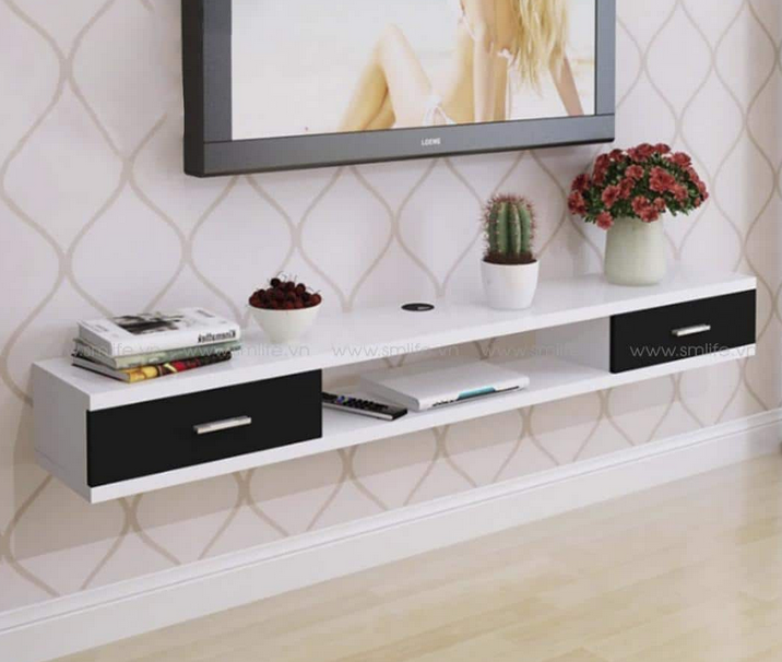 Kệ tivi treo bằng gỗ có ngăn kéo thiết kế đơn giản tiện dụng TKTV12