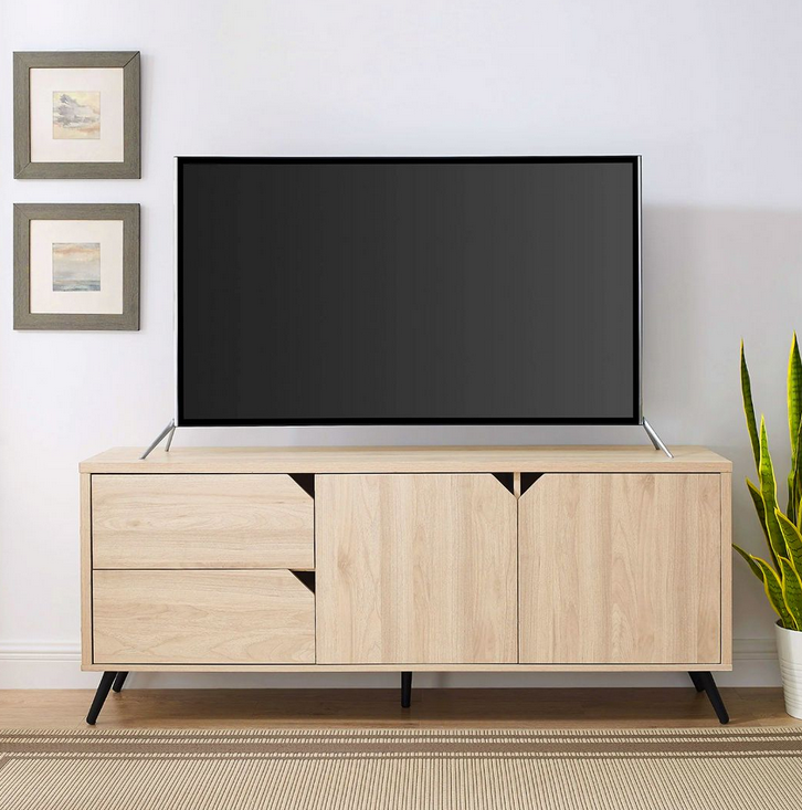 Tủ kệ tivi phòng khách có chân gỗ nhiều ngăn đơn giản TKTV17