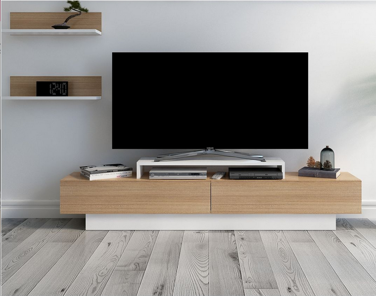 Kệ tivi gỗ cánh lật kết hợp kệ treo trang trí đơn giản đẹp TKTV24