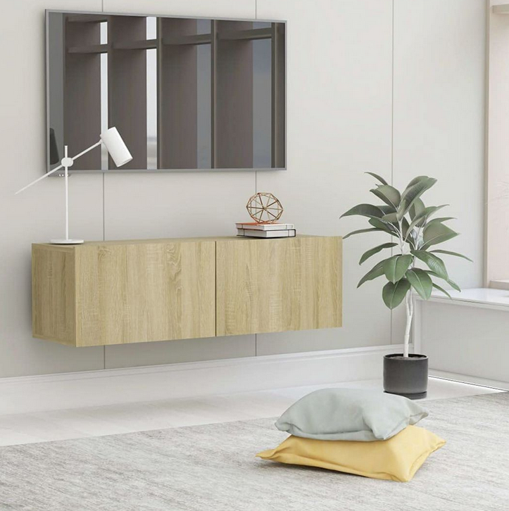 Kệ tivi treo tường phòng khách 2 cánh mở gỗ công nghiệp đơn giản TKTV28