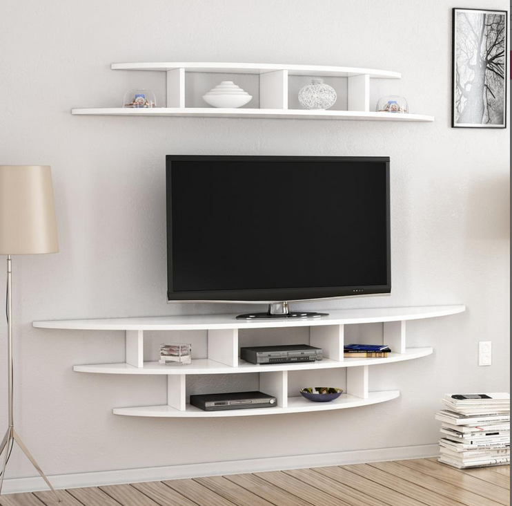 Kệ gỗ treo tường để tivi trang trí phòng khách đẹp sang trọng TKTV31