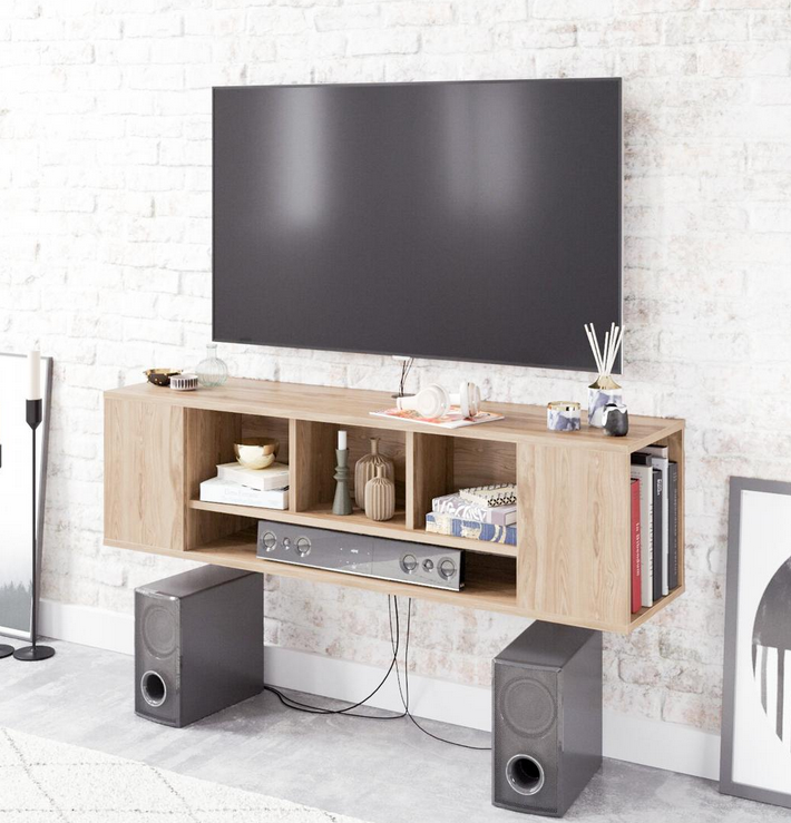 Kệ treo tường thông minh để tivi tích hợp nhiều ngăn tiện dụng TKTV32
