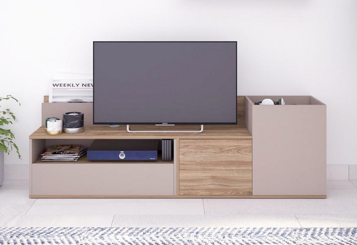 Tủ kệ tivi gỗ đẹp cho phòng khách có ngăn kéo cánh mở để đồ tiện dụng TKTV34