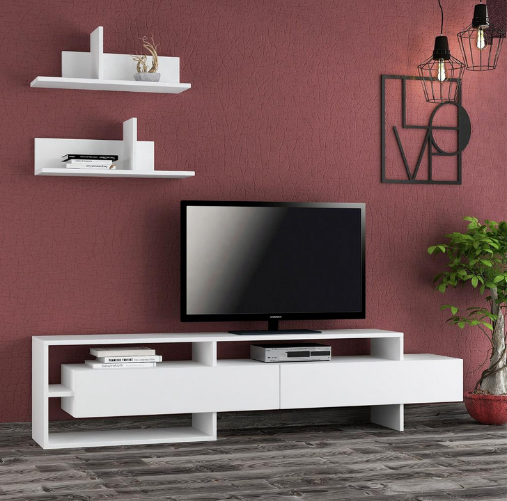 Kệ ti vi gỗ có ngăn kéo kết hợp kệ treo tường trang trí đẹp TKTV41