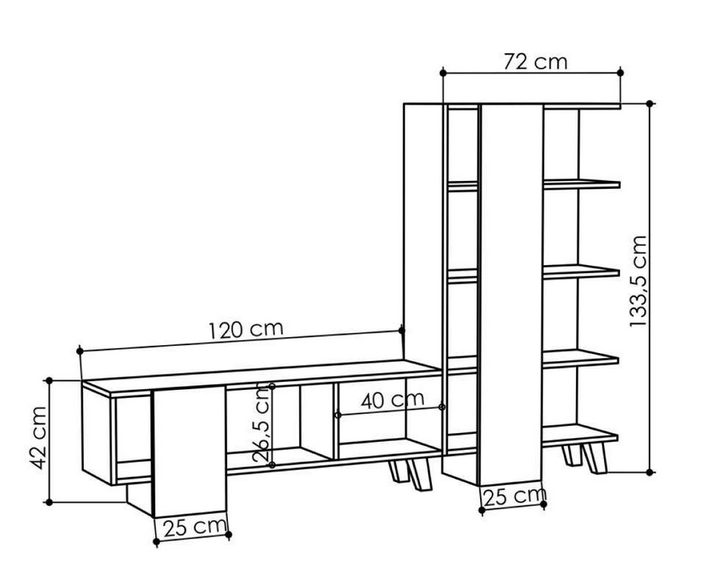 Mẫu kệ tivi đẹp kết hợp kệ sách gỗ trang trí phòng khách TKTV44