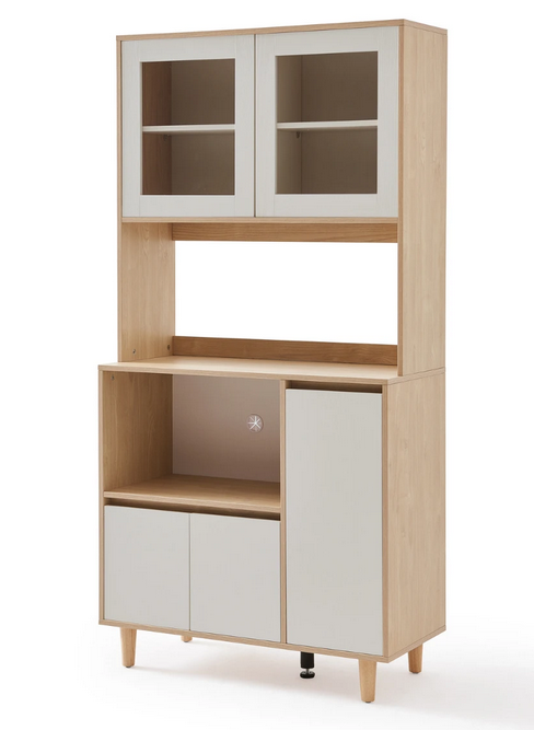 Tủ kệ bếp cánh kính để lò vi sóng có chân gỗ tiện dụng TUBEP03
