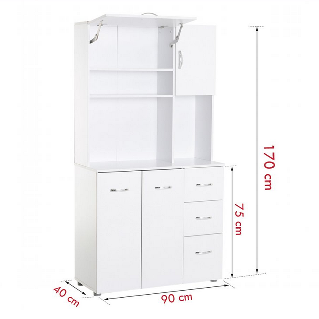 Kệ tủ bếp đa năng để lò vi sóng cánh mở nhiều ngăn chân gỗ TUBEP06