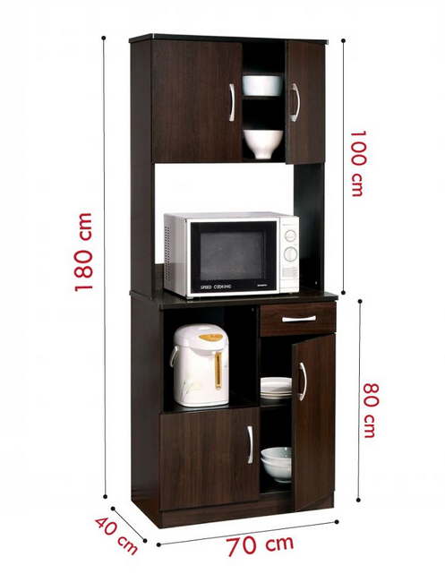 Tủ bếp gỗ để lò vi sóng và nồi cơm điện đẹp hiện đại TUBEP12