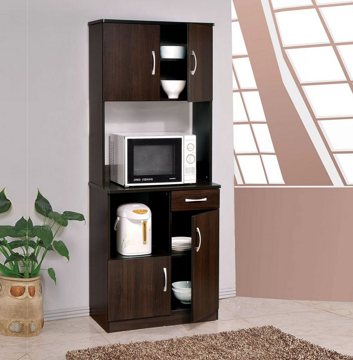 Tủ bếp gỗ để lò vi sóng và nồi cơm điện đẹp hiện đại TUBEP12