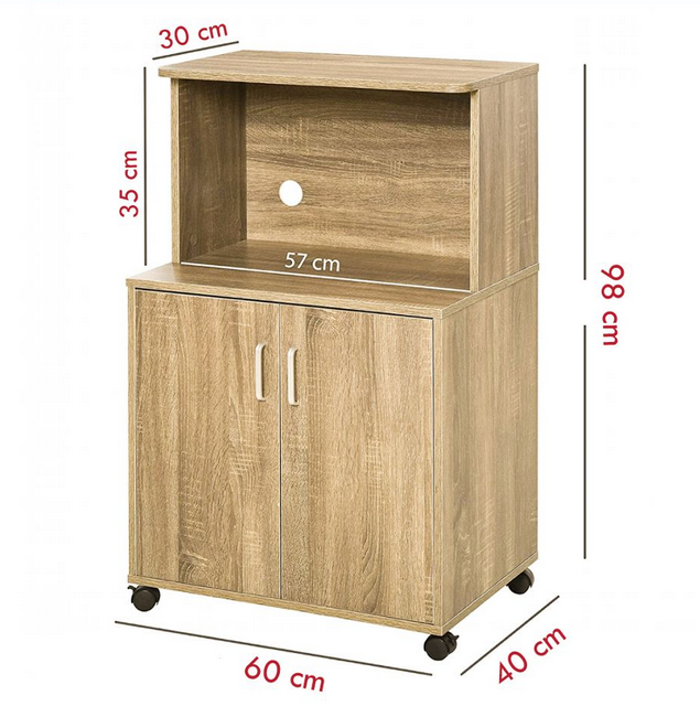 Tủ kệ gỗ cánh mở để lò vi sóng nhà bếp di động đẹp nhỏ gọn TUBEP15
