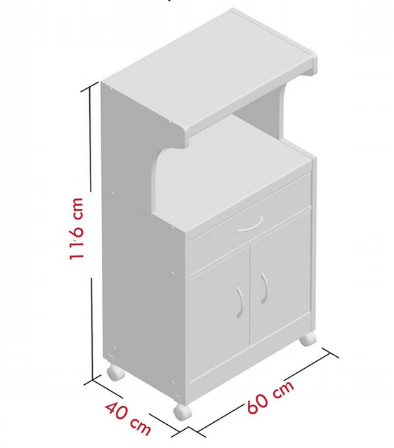 Tủ kệ gỗ nhà bếp để lò vi sóng có bánh xe di chuyển đẹp tiện dụng TUBEP18