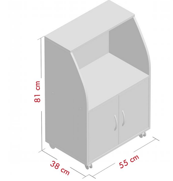 Tủ bếp để lò vi sóng bằng gỗ có bánh xe di chuyển nhỏ gọn giá rẻ TUBEP19