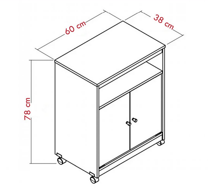 Tủ để lò vi sóng và đồ nhà bếp cánh mở có bánh xe di chuyển giá rẻ TUBEP22