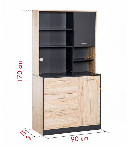 Tủ kệ để đồ nhà bếp bằng gỗ nhiều ngăn thiết kế hiện đại đẹp TUBEP25