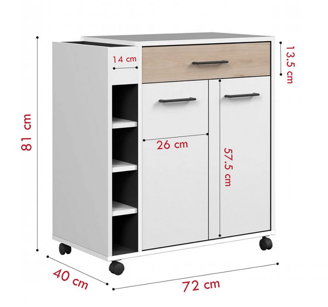 Tủ đựng đồ nhà bếp nhỏ gọn có bánh xe di chuyển giá rẻ TUBEP29