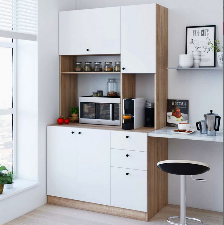 Tủ để lò vi sóng và đồ dùng nhà bếp nhiều ngăn cánh mở đẹp TUBEP31