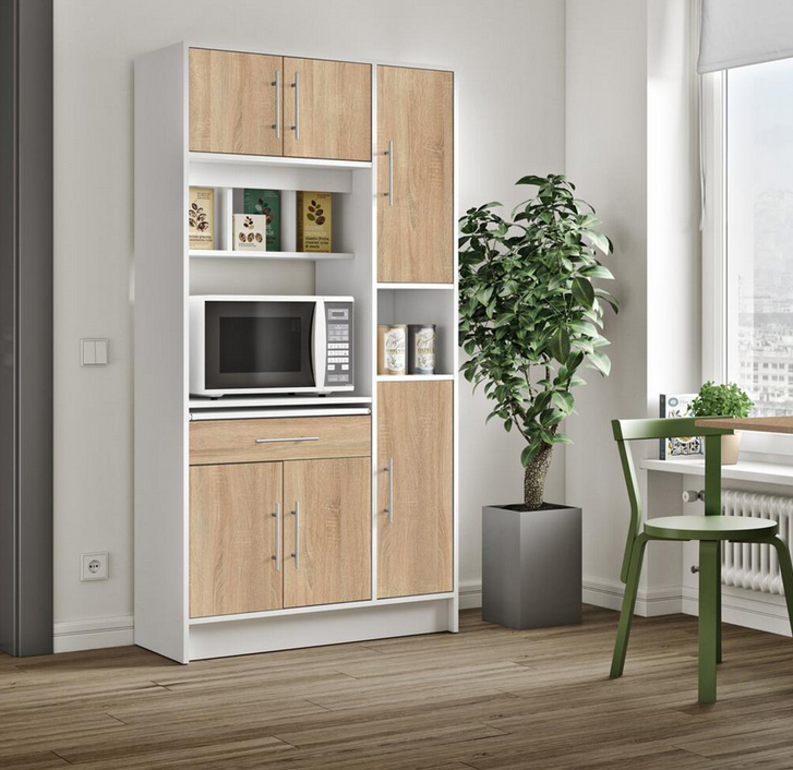 Tủ để đồ lò vi sóng nhà bếp bằng gỗ nhiều ngăn cánh mở đa năng TUBEP38