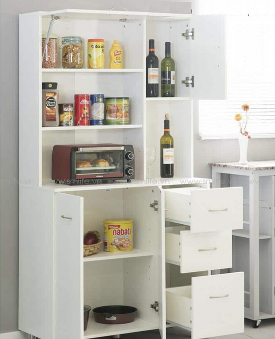 Tủ kệ nhà bếp để lò vi sóng bằng gỗ nhiều ngăn cánh mở hiện đại TUBEP39