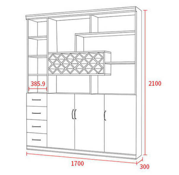 Tủ rượu đẹp trang trí phòng khách bằng gỗ công nghiệp KR06