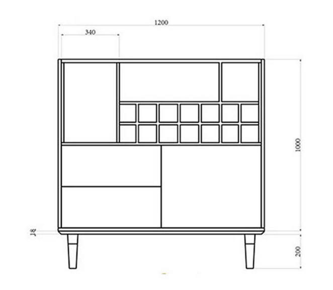 Tủ kệ để rượu phòng khách bằng gỗ nhiều ngăn cánh mở nhỏ gọn KR07