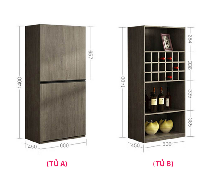 Tủ rượu gỗ công nghiệp nhiều ngăn hiện đại sang trọng KR08