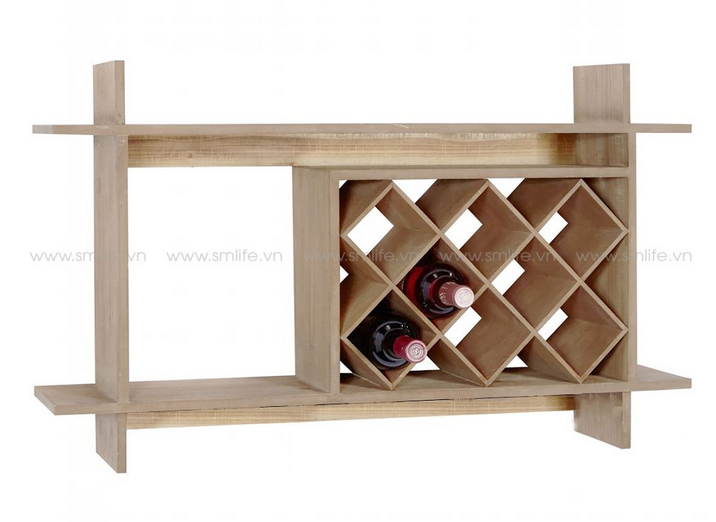 Kệ rượu bằng gỗ công nghiệp treo tường trang trí đẹp mini KR14
