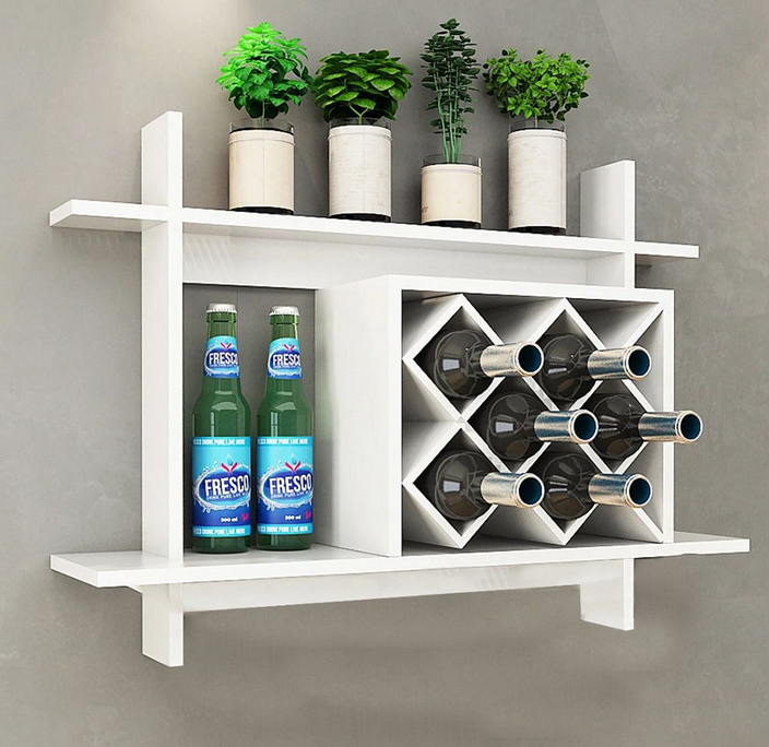 Kệ rượu gỗ treo tường trang trí phòng khách giá rẻ KR15