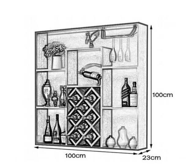 Kệ gỗ công nghiệp để rượu vang treo tường phòng khách đẹp KR16