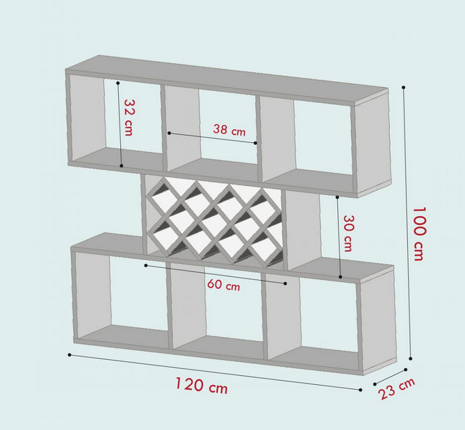 Kệ rượu gỗ công nghiệp treo tường đẹp đơn giản KR17