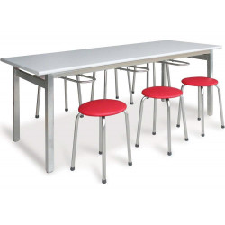 Bàn ăn khu công nghiệp khung inox 201, mặt gỗ Lamilate The One BA01