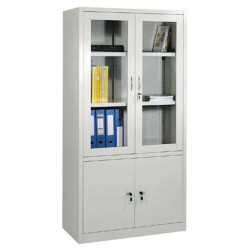 Tủ tài liệu sắt 2 khoang cánh kính mở NT190 TS03