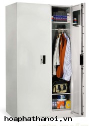 Tủ đựng quần áo bằng sắt sơn tĩnh điện có 2 khoang, 2 đợt và 2 mắc áo TST2-KV