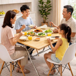 Bàn ăn gấp gọn mặt gỗ composite chân inox giá rẻ 100x60/120x70