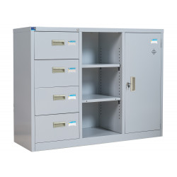 Tủ sắt thấp ghép khối TU118-4D The One 3 khoang cánh mở 4 ngăn kéo văn phòng