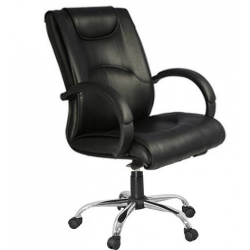 Ghế xoay giám đốc lưng trung đệm da PU chân mạ/hợp kim NT190 GX202A