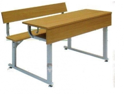 Bàn học sinh cấp 2 liền ghế Hòa Phát khung sắt mặt gỗ BHS104A