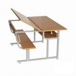 Bộ bàn ghế học sinh bán trú tiểu học Hòa Phát khung sắt mặt gỗ BBT102B