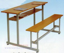 Bộ bàn ghế học sinh sinh viên hòa phát không tựa khung sắt mặt gỗ BSV102